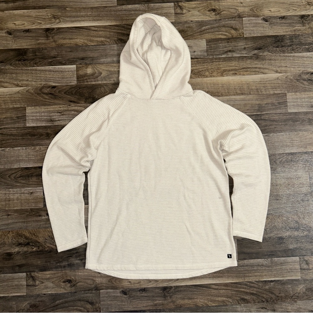 Civil Society Ribbed Hooded Pullover Sweater Cream Size L